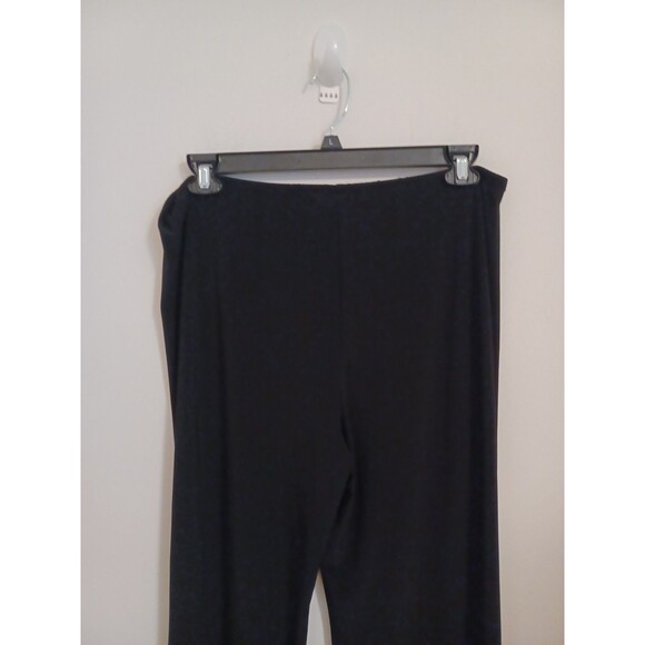 Black Palazzo Dress Pants Womens 16 Pull On Elastic Waist Wide Flare Leg Stretch - Picture 7 of 8